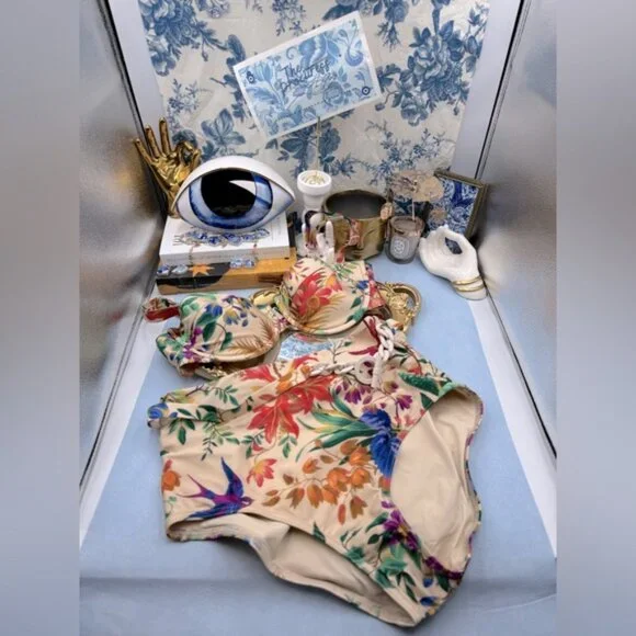 🆕 ZIMMERMANN 🧿NWOT Tropicana Balconette Bikini Top, High Cut Bottom Sz 4 US10 - Picture 2 of 16